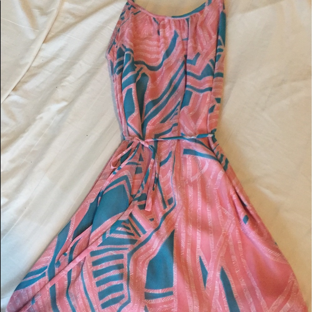 Vintage Pink Palm Leaf Dress